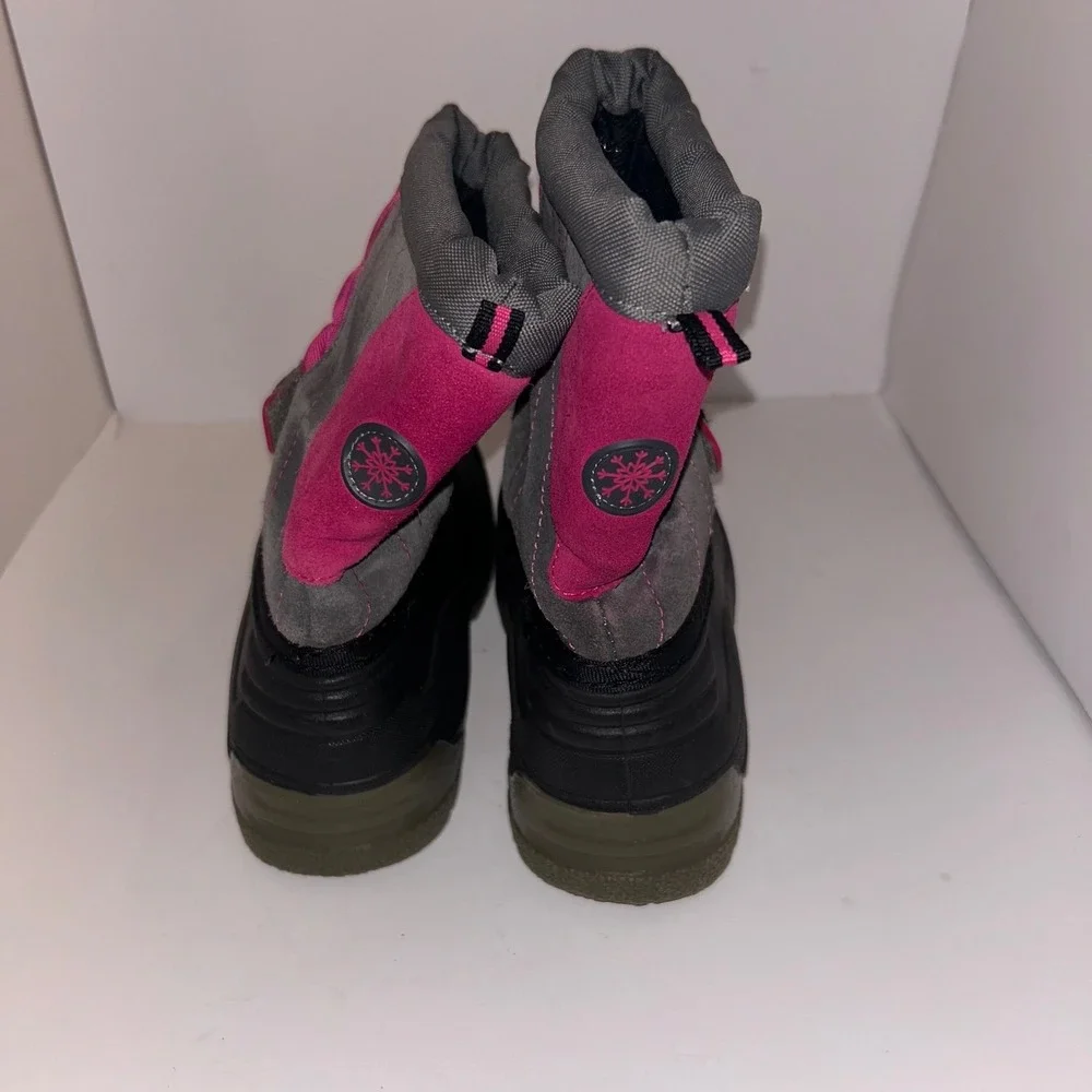 SPORTO Kids Winter Snow‎ Boots Pink Gray Waterproof Warm Size L 4-5 No Flaws